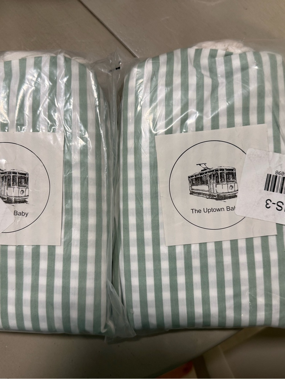 The Uptown Baby Green Stripe Kids Bedding Set - Soft Green/White